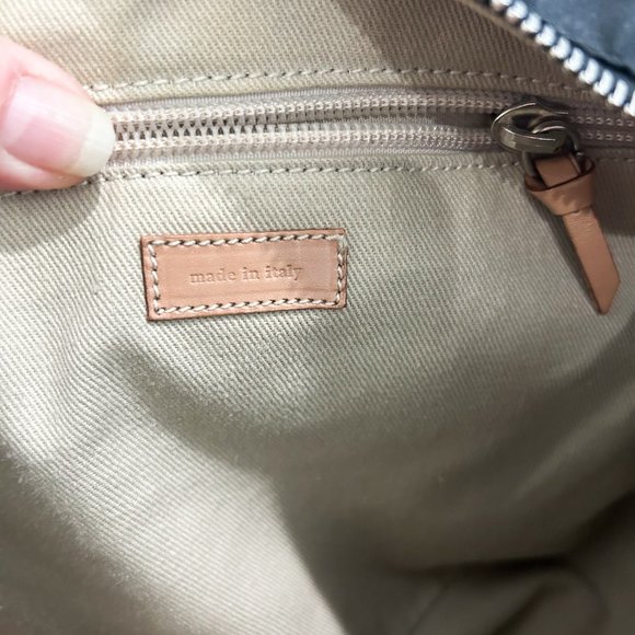 Kate Spade Purse, Black Nylon with Camel Leather Trim, Shoulder Strap Zipper Top - Picture 6 of 9